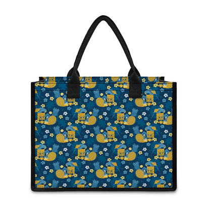 Hawaiian Tiki Pattern Print Canvas Tote Bag