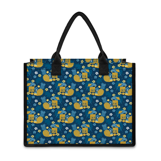 Hawaiian Tiki Pattern Print Canvas Tote Bag