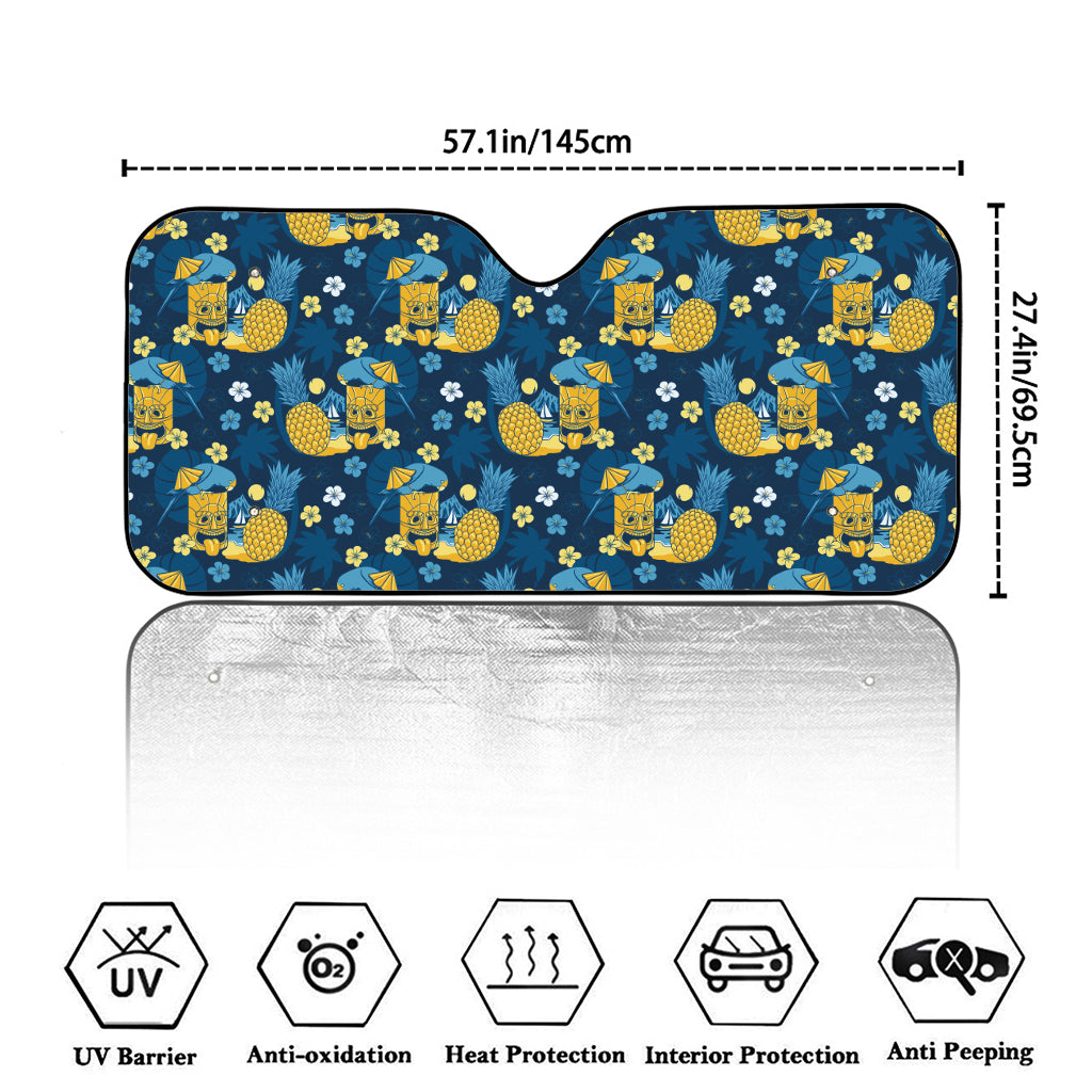 Hawaiian Tiki Pattern Print Car Windshield Sun Shade