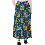 Hawaiian Tiki Pattern Print Chiffon Maxi Skirt