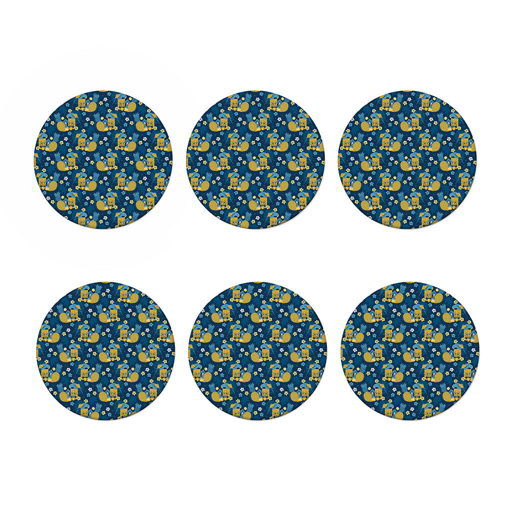 Hawaiian Tiki Pattern Print Coaster Set