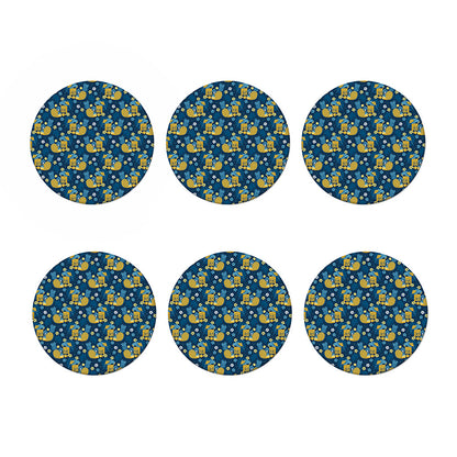 Hawaiian Tiki Pattern Print Coaster Set
