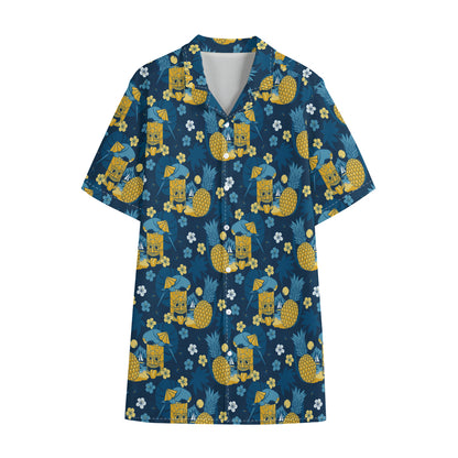Hawaiian Tiki Pattern Print Cotton Hawaiian Shirt