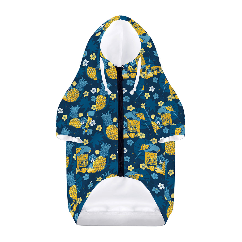 Hawaiian Tiki Pattern Print Dog Zip Up Hoodie