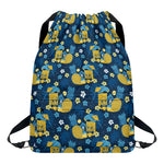 Hawaiian Tiki Pattern Print Drawstring Backpack