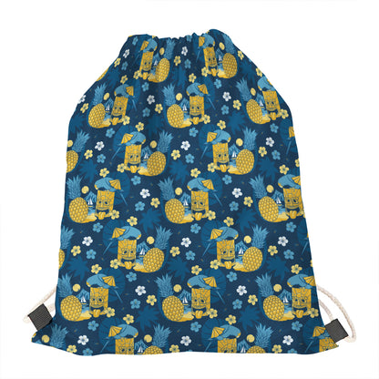 Hawaiian Tiki Pattern Print Drawstring Bag