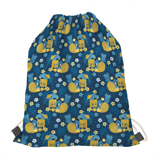 Hawaiian Tiki Pattern Print Drawstring Bag