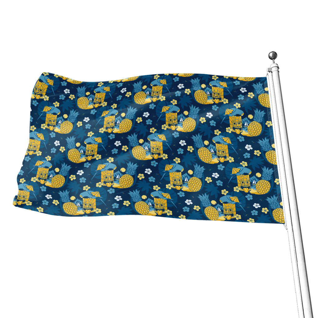 Hawaiian Tiki Pattern Print Flag
