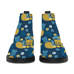 Hawaiian Tiki Pattern Print Flat Ankle Boots