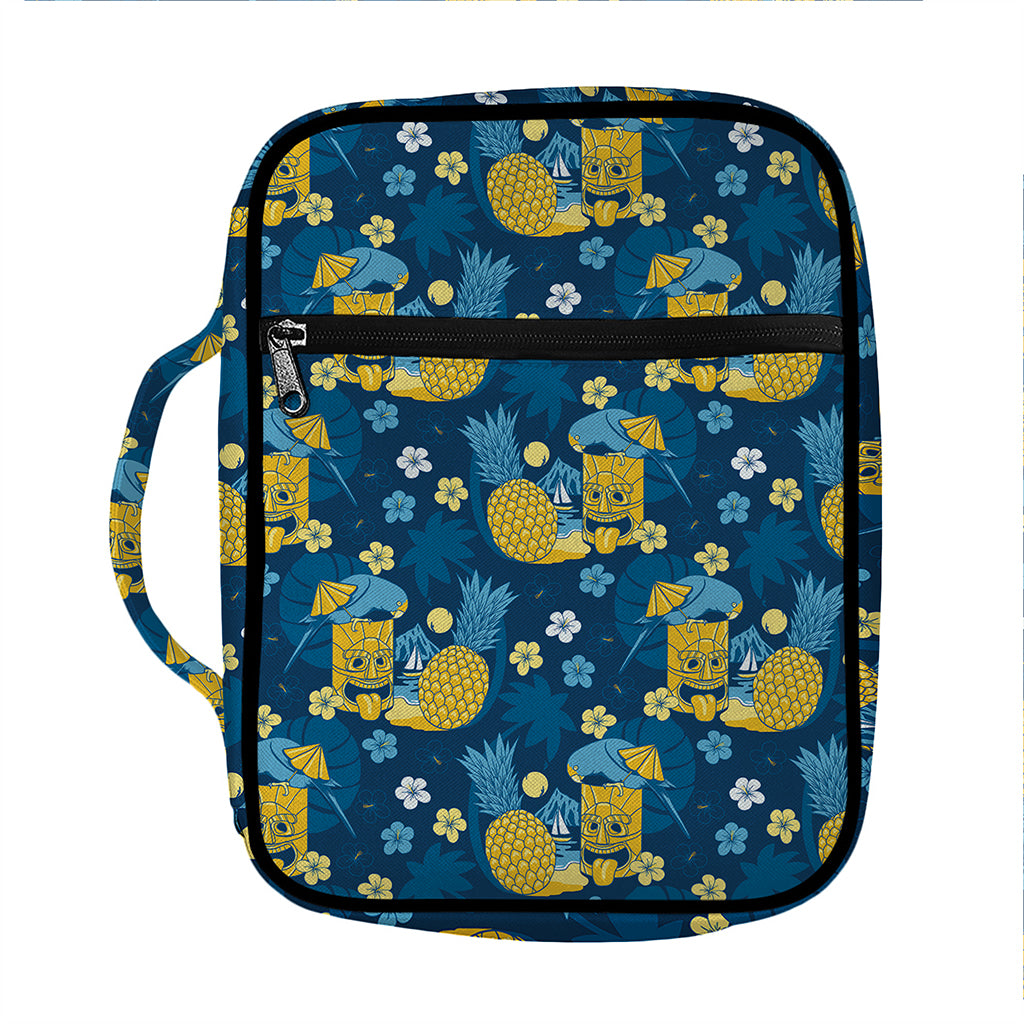 Hawaiian Tiki Pattern Print Front Pocket Bible Bag