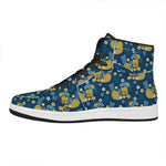 Hawaiian Tiki Pattern Print High Top Leather Sneakers