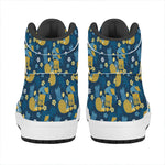 Hawaiian Tiki Pattern Print High Top Leather Sneakers