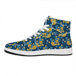 Hawaiian Tiki Pattern Print High Top Leather Sneakers