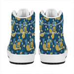 Hawaiian Tiki Pattern Print High Top Leather Sneakers