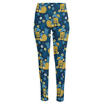 Hawaiian Tiki Pattern Print High-Waisted Pocket Leggings