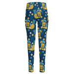 Hawaiian Tiki Pattern Print High-Waisted Pocket Leggings