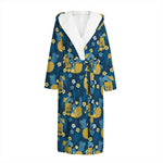 Hawaiian Tiki Pattern Print Hooded Bathrobe