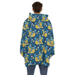 Hawaiian Tiki Pattern Print Hoodie Blanket
