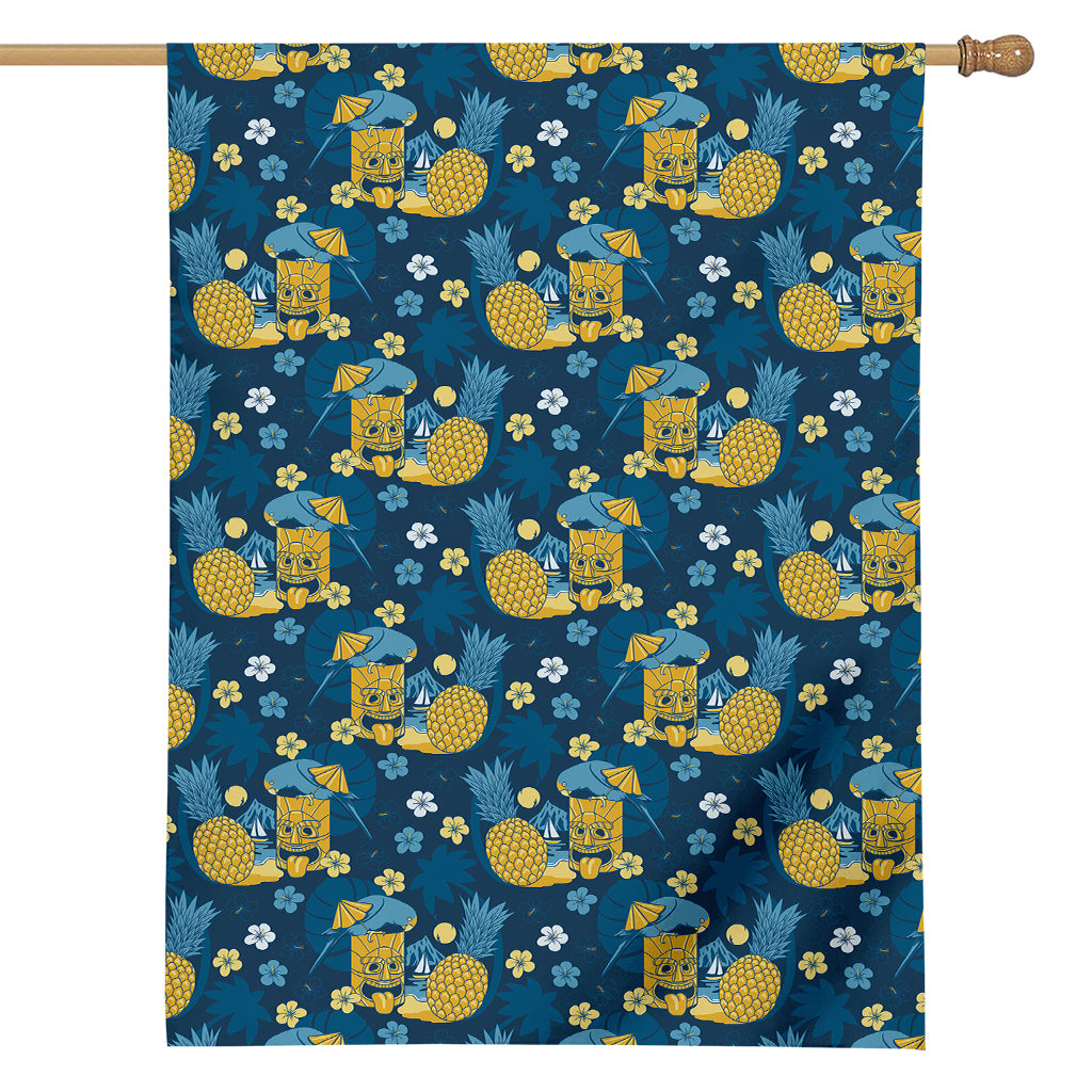 Hawaiian Tiki Pattern Print House Flag