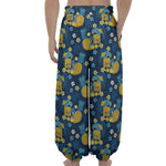 Hawaiian Tiki Pattern Print Lantern Pants
