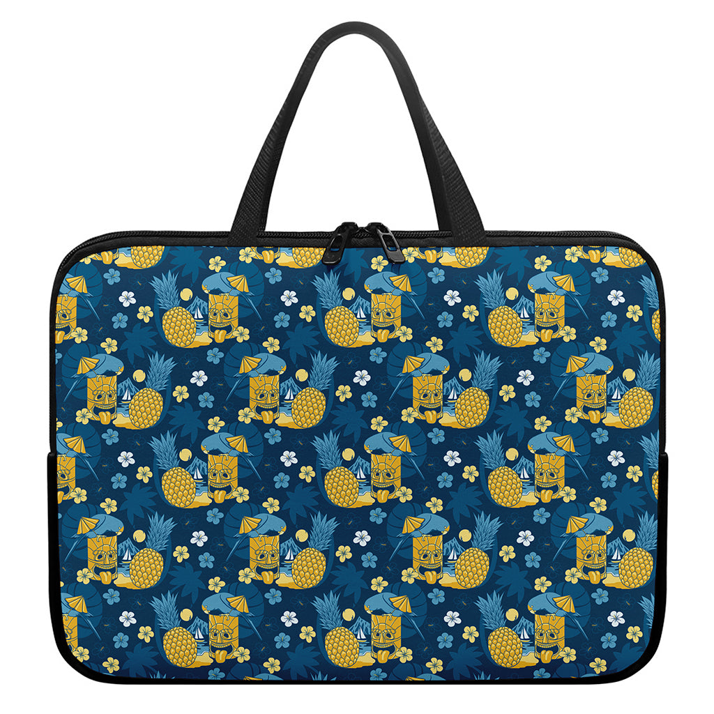 Hawaiian Tiki Pattern Print Laptop Sleeve With Handle