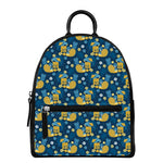 Hawaiian Tiki Pattern Print Leather Backpack