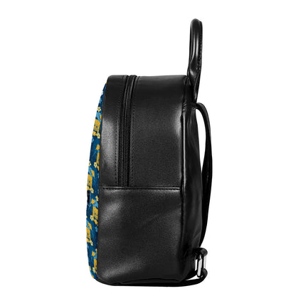 Hawaiian Tiki Pattern Print Leather Backpack