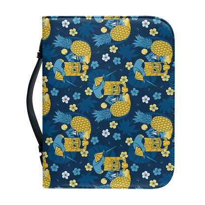 Hawaiian Tiki Pattern Print Leather Bible Cover