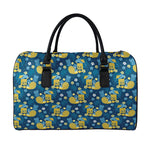 Hawaiian Tiki Pattern Print Leather Duffle Bag