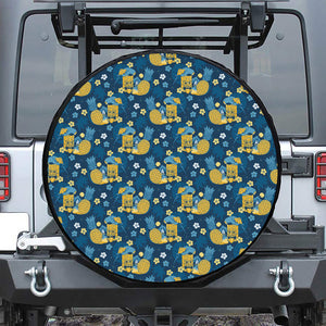 Hawaiian Tiki Pattern Print Leather Spare Tire Cover