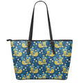 Hawaiian Tiki Pattern Print Leather Tote Bag With Zipper