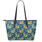 Hawaiian Tiki Pattern Print Leather Tote Bag