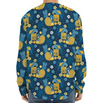 Hawaiian Tiki Pattern Print Long Sleeve Baseball Jersey