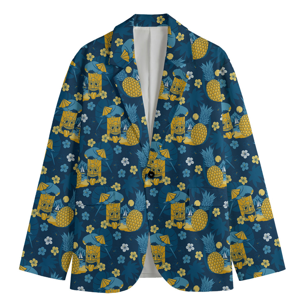 Hawaiian Tiki Pattern Print Men's Blazer