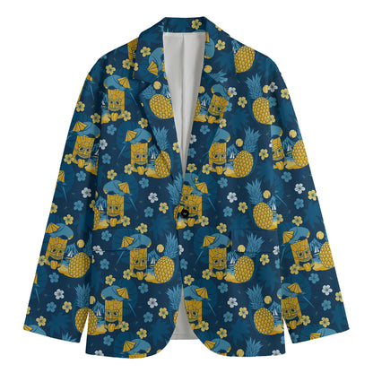 Hawaiian Tiki Pattern Print Men's Blazer
