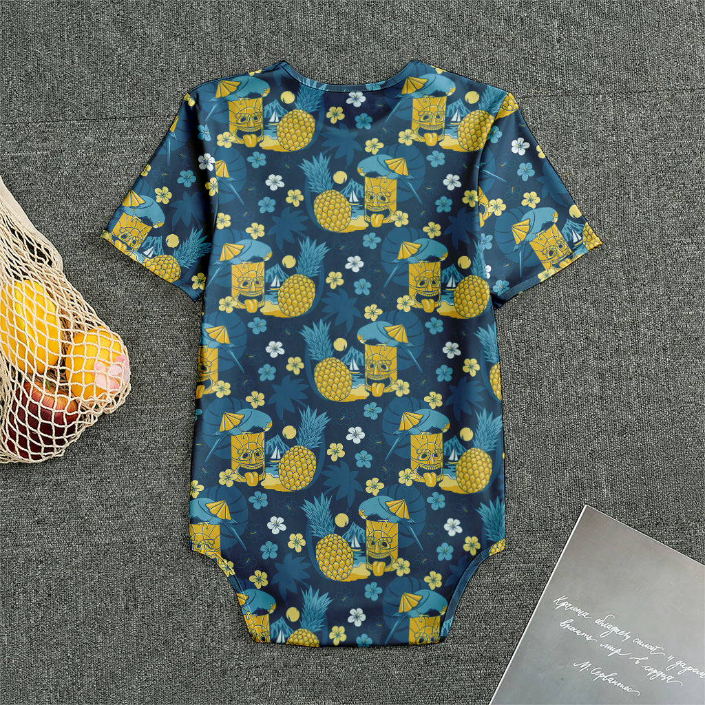 Hawaiian Tiki Pattern Print Men's Bodysuit