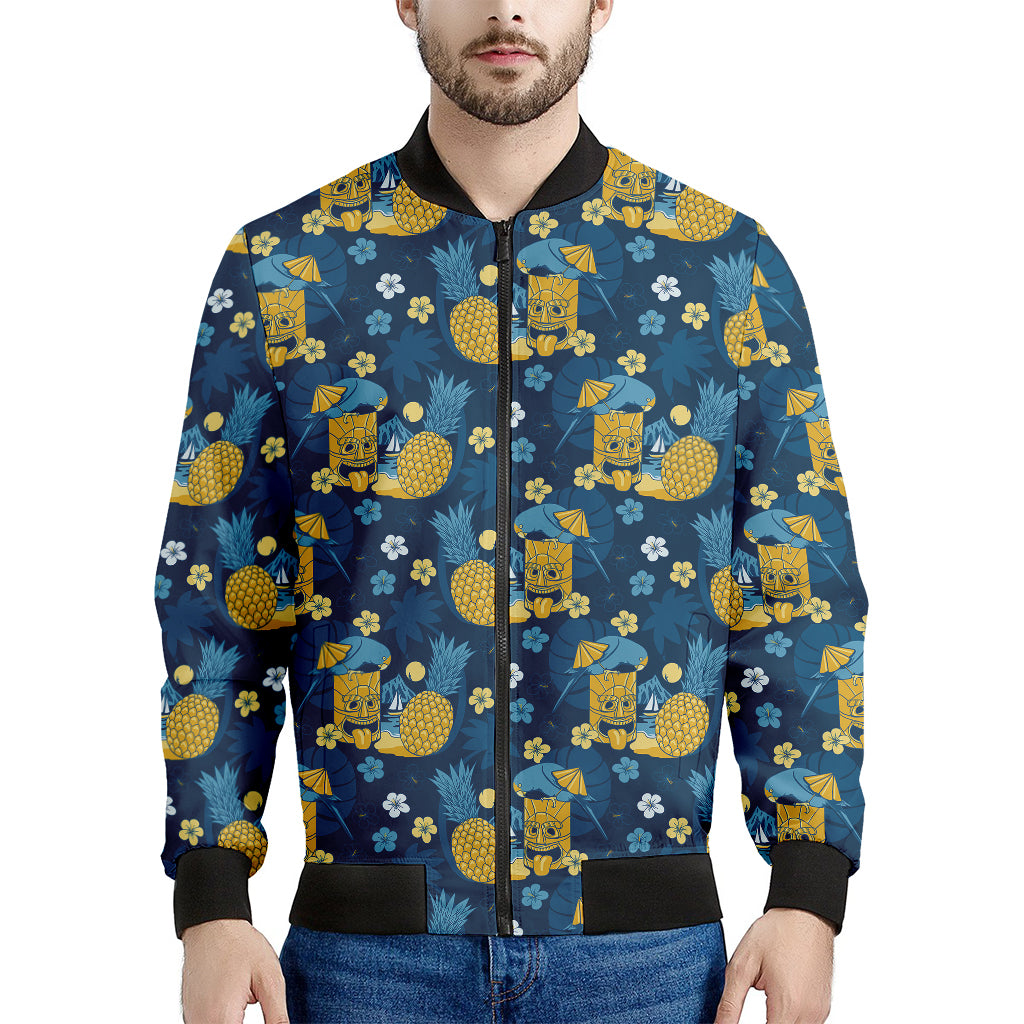 Hawaiian Tiki Pattern Print Men's Bomber Jacket