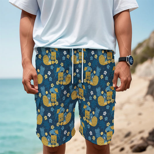 Hawaiian Tiki Pattern Print Men's Cargo Shorts