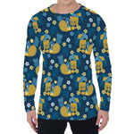 Hawaiian Tiki Pattern Print Men's Long Sleeve T-Shirt