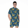 Hawaiian Tiki Pattern Print Men's Romper