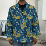 Hawaiian Tiki Pattern Print Men's Shirt Jacket