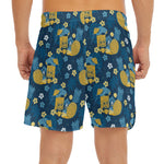 Hawaiian Tiki Pattern Print Men's Split Running Shorts