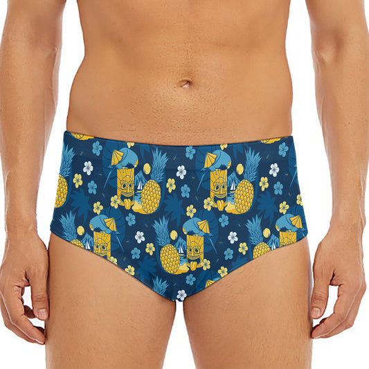 Hawaiian Tiki Pattern Print Men's Triangle Swim Briefs