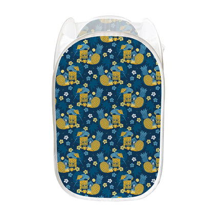 Hawaiian Tiki Pattern Print Mesh Laundry Hamper