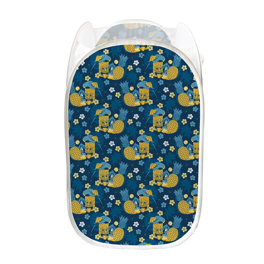 Hawaiian Tiki Pattern Print Mesh Laundry Hamper