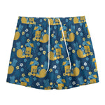 Hawaiian Tiki Pattern Print Mesh Shorts