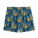 Hawaiian Tiki Pattern Print Mesh Shorts