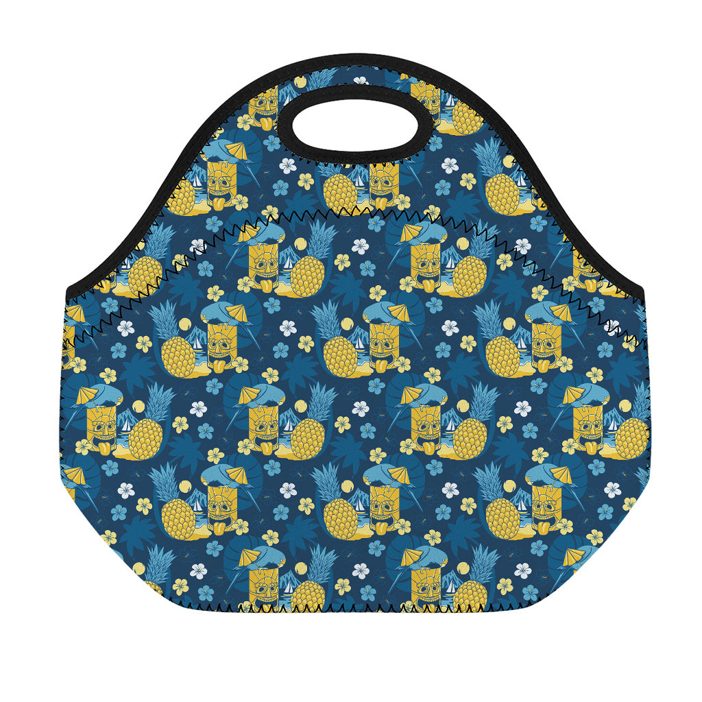 Hawaiian Tiki Pattern Print Neoprene Lunch Bag