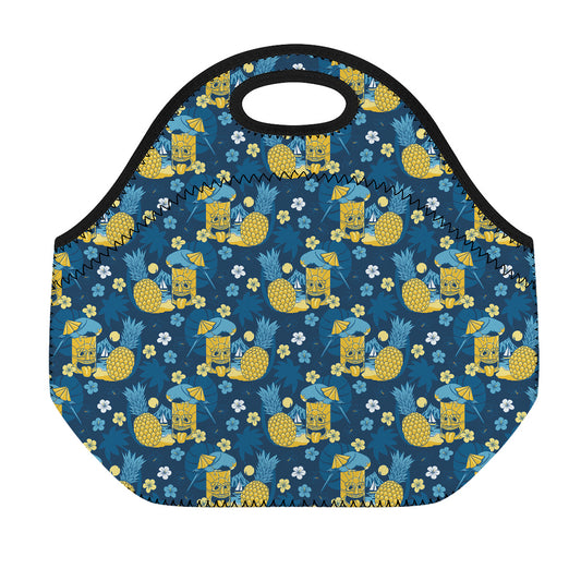 Hawaiian Tiki Pattern Print Neoprene Lunch Bag