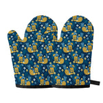 Hawaiian Tiki Pattern Print Oven Mitts
